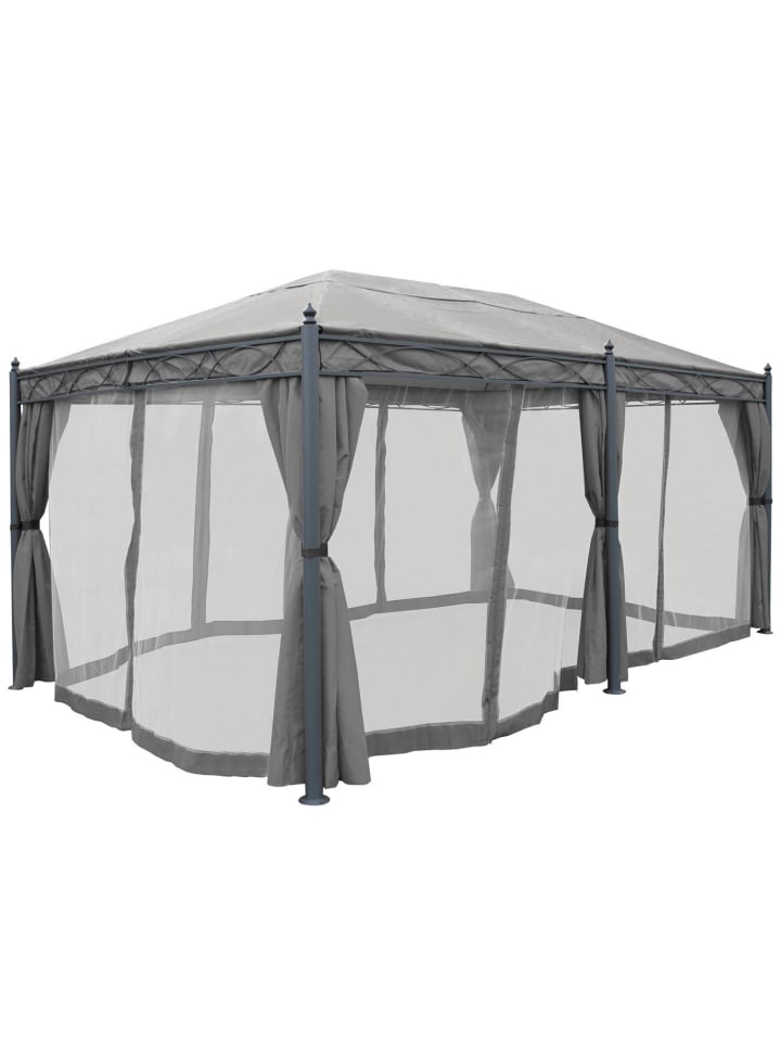 MCW Pergola Calpe mit Seitenwand und Moskitonetz, Grau mit Seitenwand   Moskitonetz günstig kaufen onesize