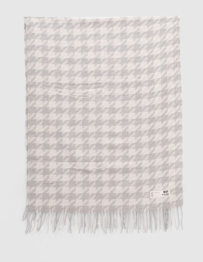 Echarpe grise motif pied-de-coq fille