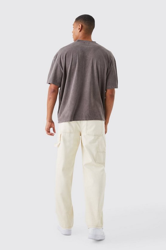 Lockere Jeans mit Kontrast-Naht
