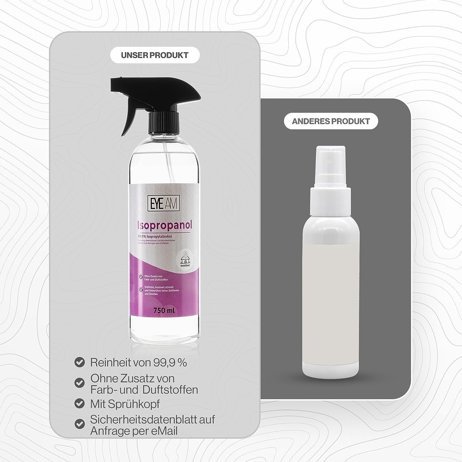 EyeAm Isopropanol IPA 99,9% mit Sprühkopf, Reinigungsalkohol