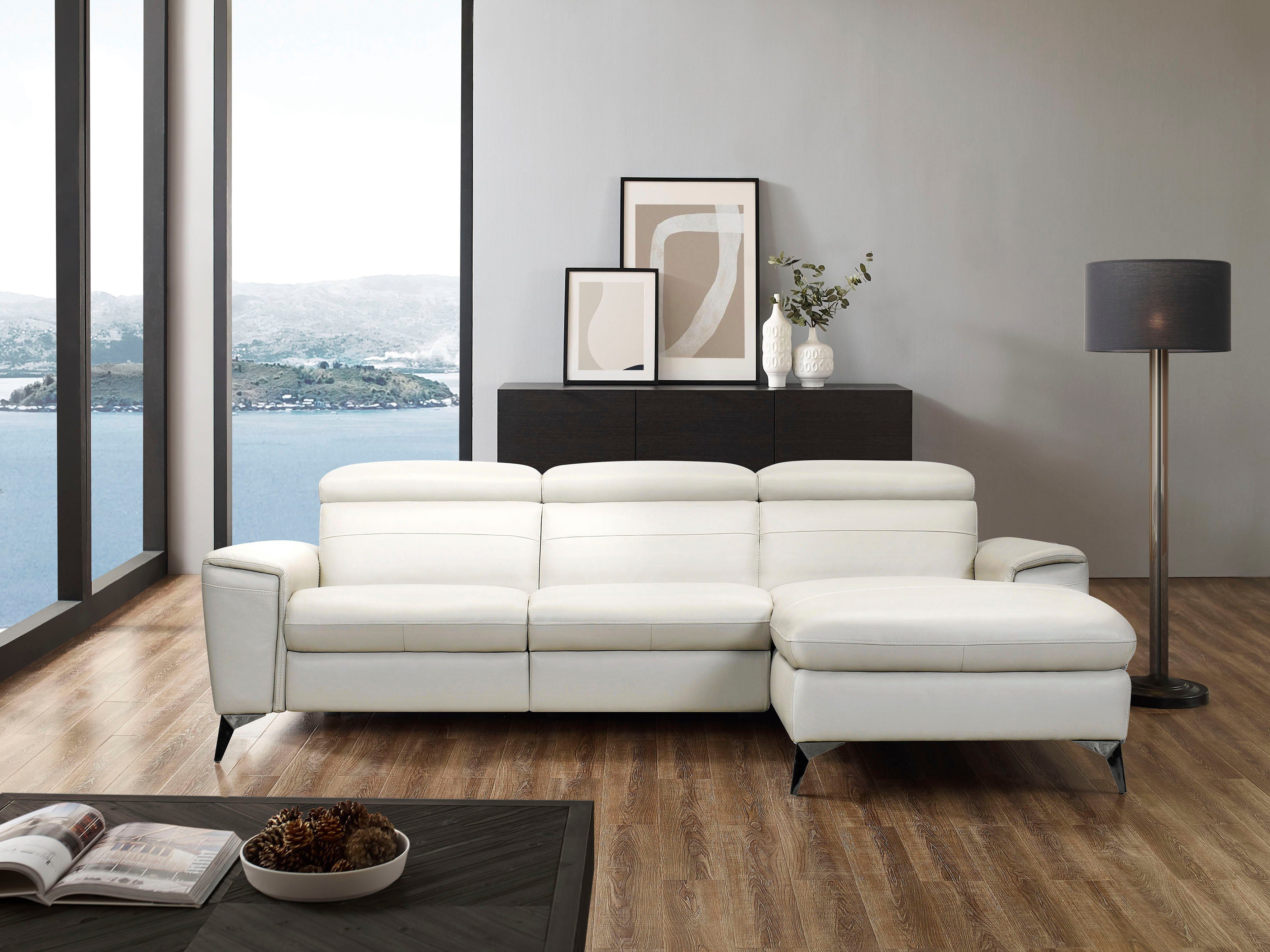 Places of Style Ecksofa Theron, elektrische Relaxfunktion, USB-Anschluss, manuelle Kopfteilverstellung