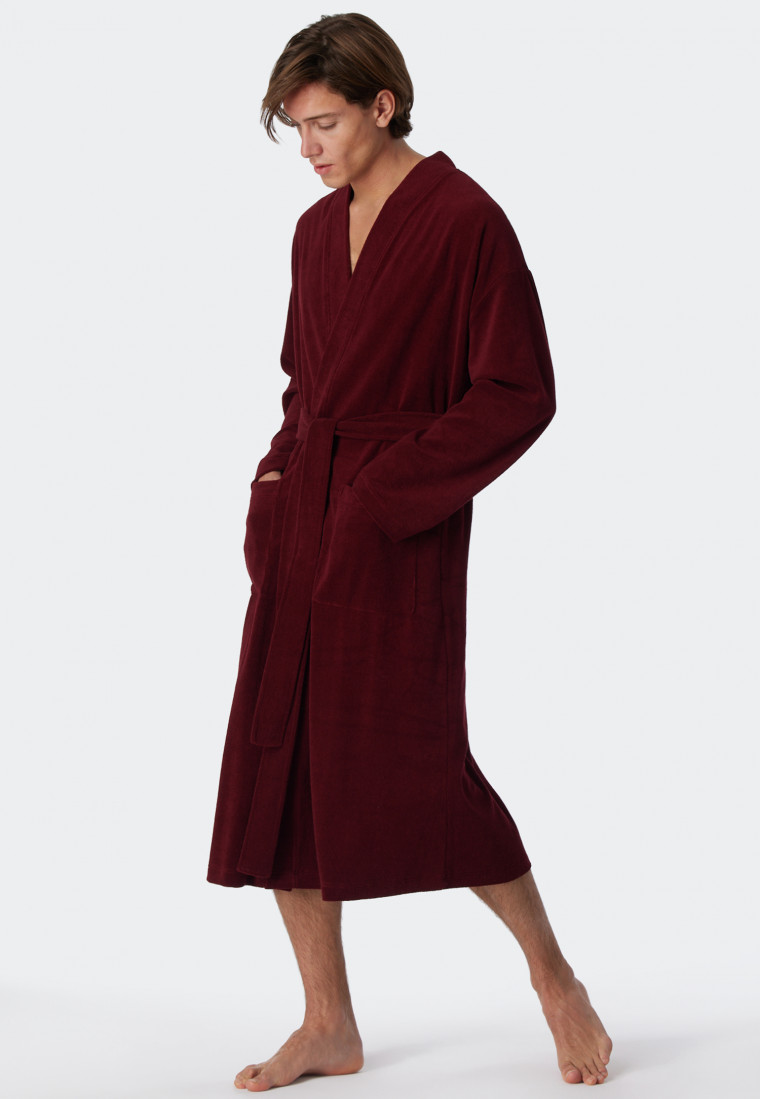 Bademantel Leichtfrottee bordeaux - Feather Terry