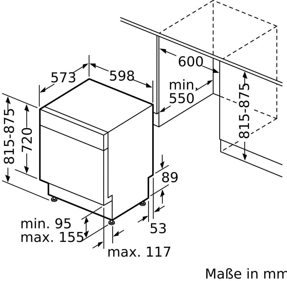 NEFF Unterbaugeschirrspüler, S127EAS39E, 13 Maßgedecke