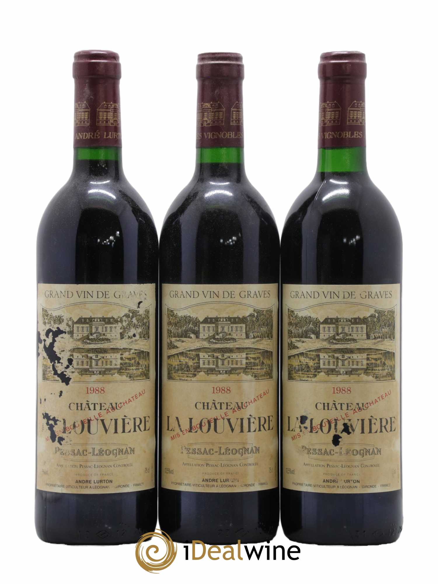 Château la Louvière  1988 - Lot de 12 Bouteilles
