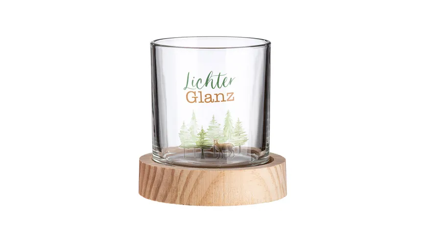 GILDE Glas Windlicht Waldesruh H=10cm klar, naturfarben