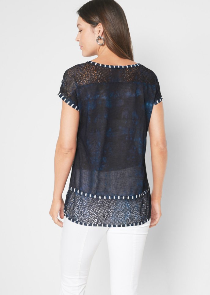 Shirt mit Batikeffekt und Steinchen