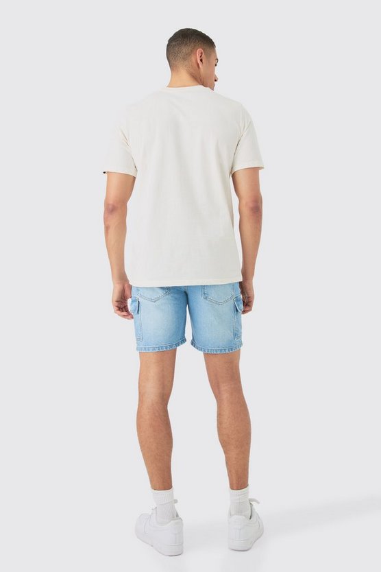 Hellblaue Slim Cargo Jeansshorts