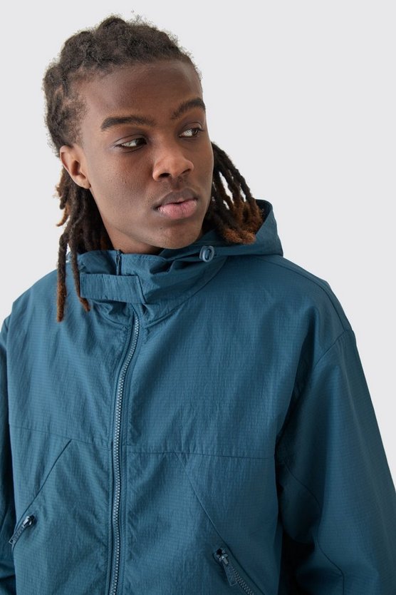 Transparenter Ripstop-Windbreaker mit Kapuze