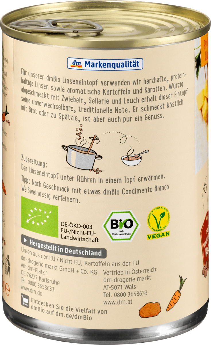 Eintopf, Linsen mit Kartoffeln, 400 g