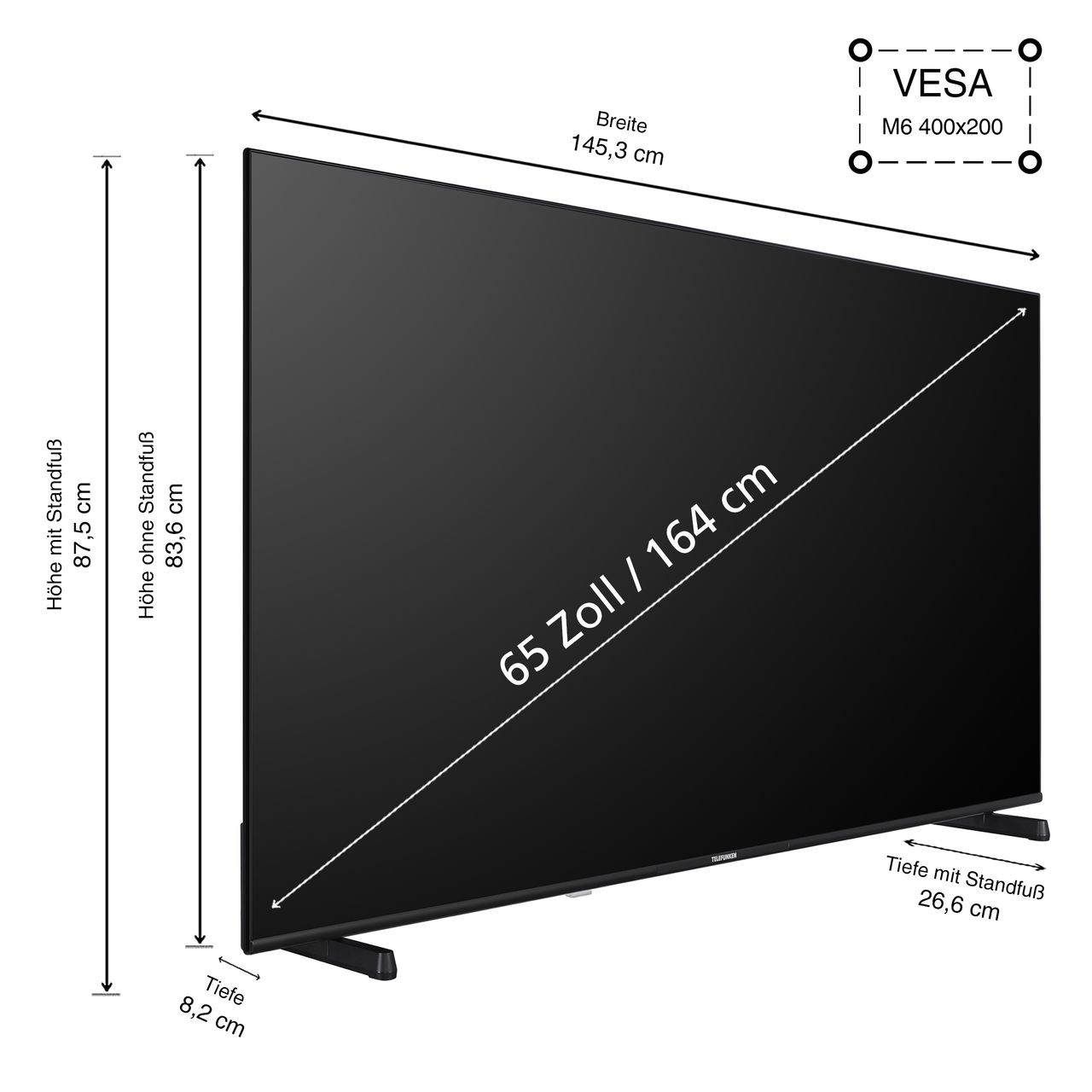 Telefunken Telefunken 65 Zoll Fernseher Fire TV (4K UHD Smart TV, HDR Dolby Vision, Dolby Atmos, Triple-Tuner)
