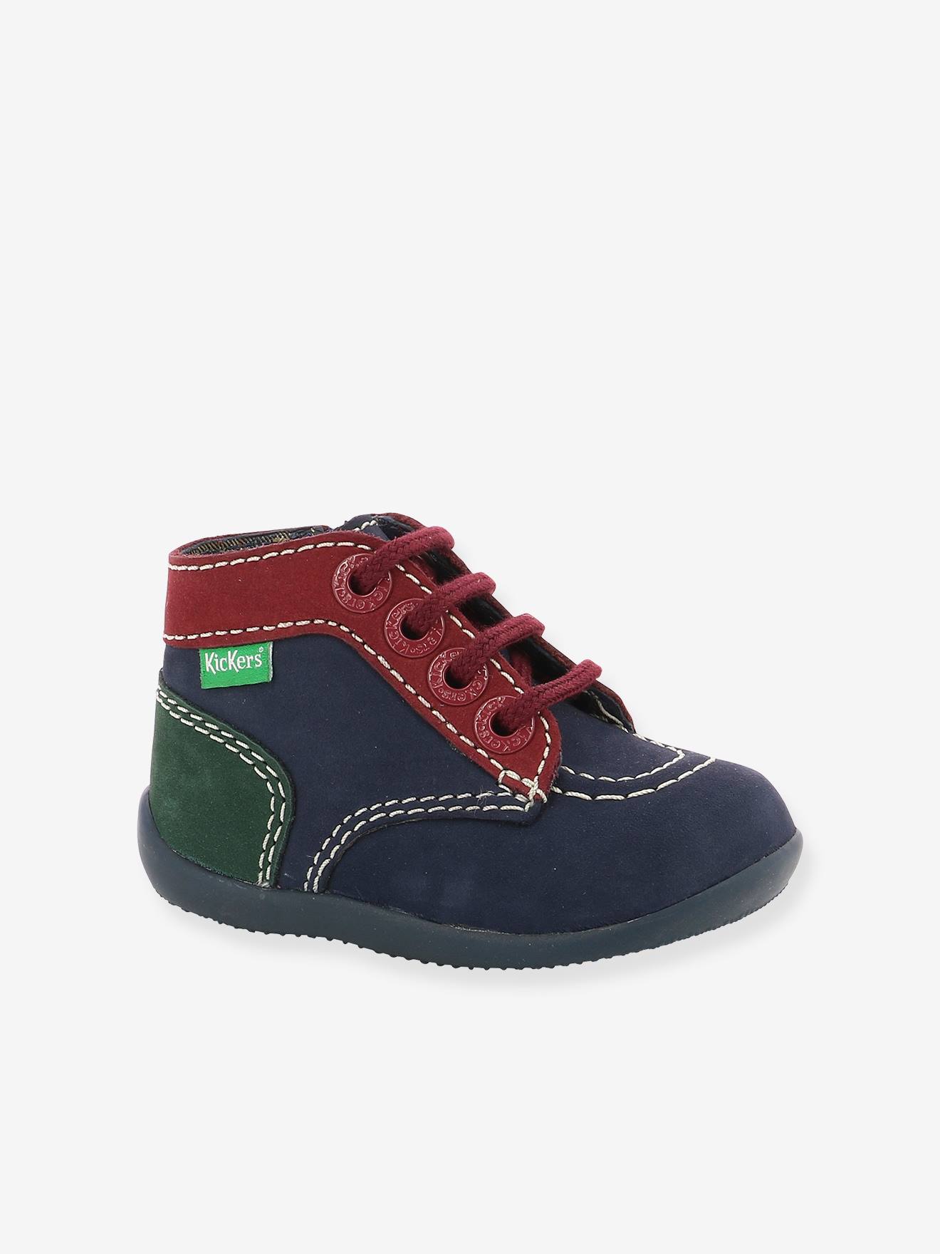 Bottillons cuir bébé garçon Bonzip KICKERS® 1ers pas marine