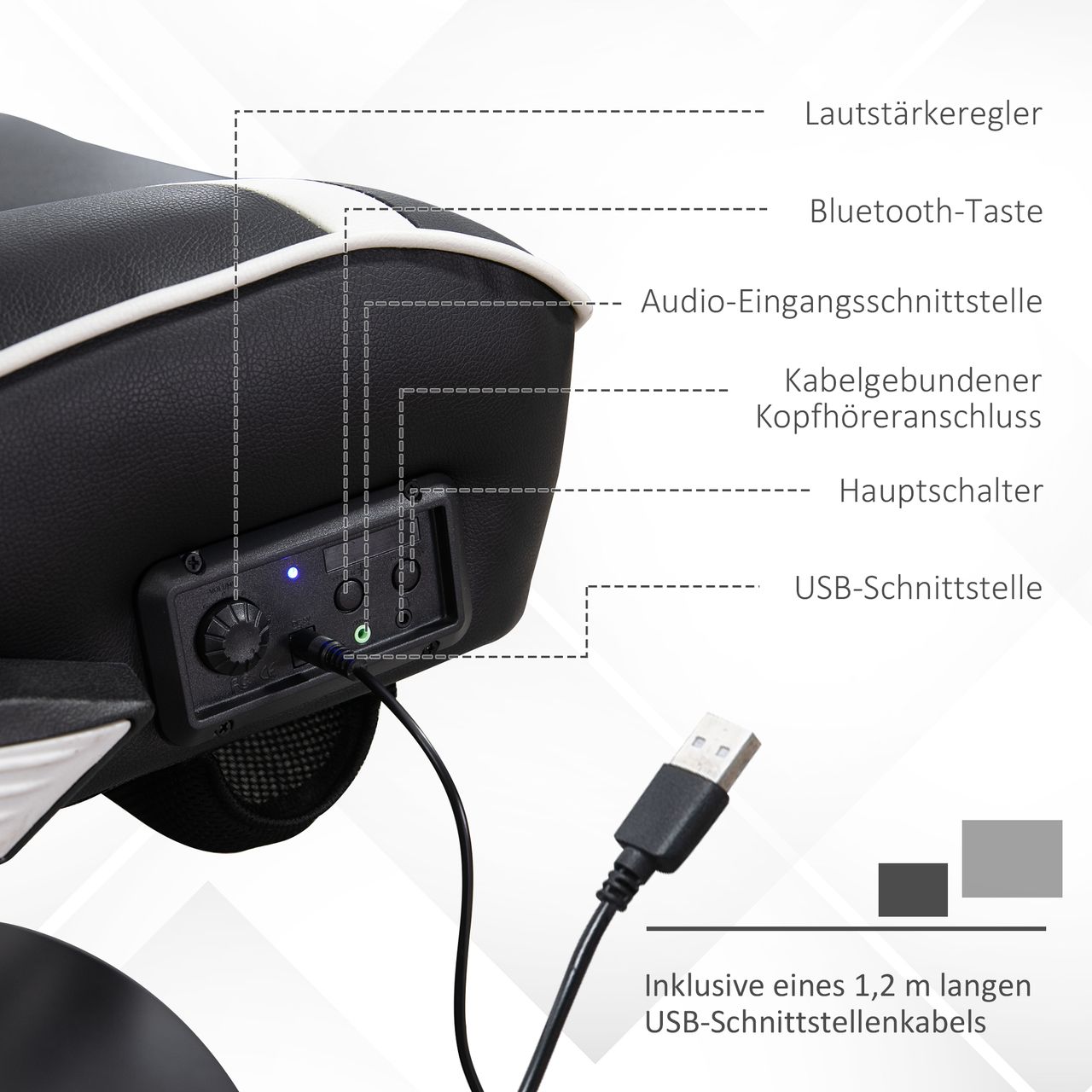 HOMCOM Vinsetto Gamingsessel mit Wippfunktion Gamingstuhl mit Lautsprecher Bürostuhl PU