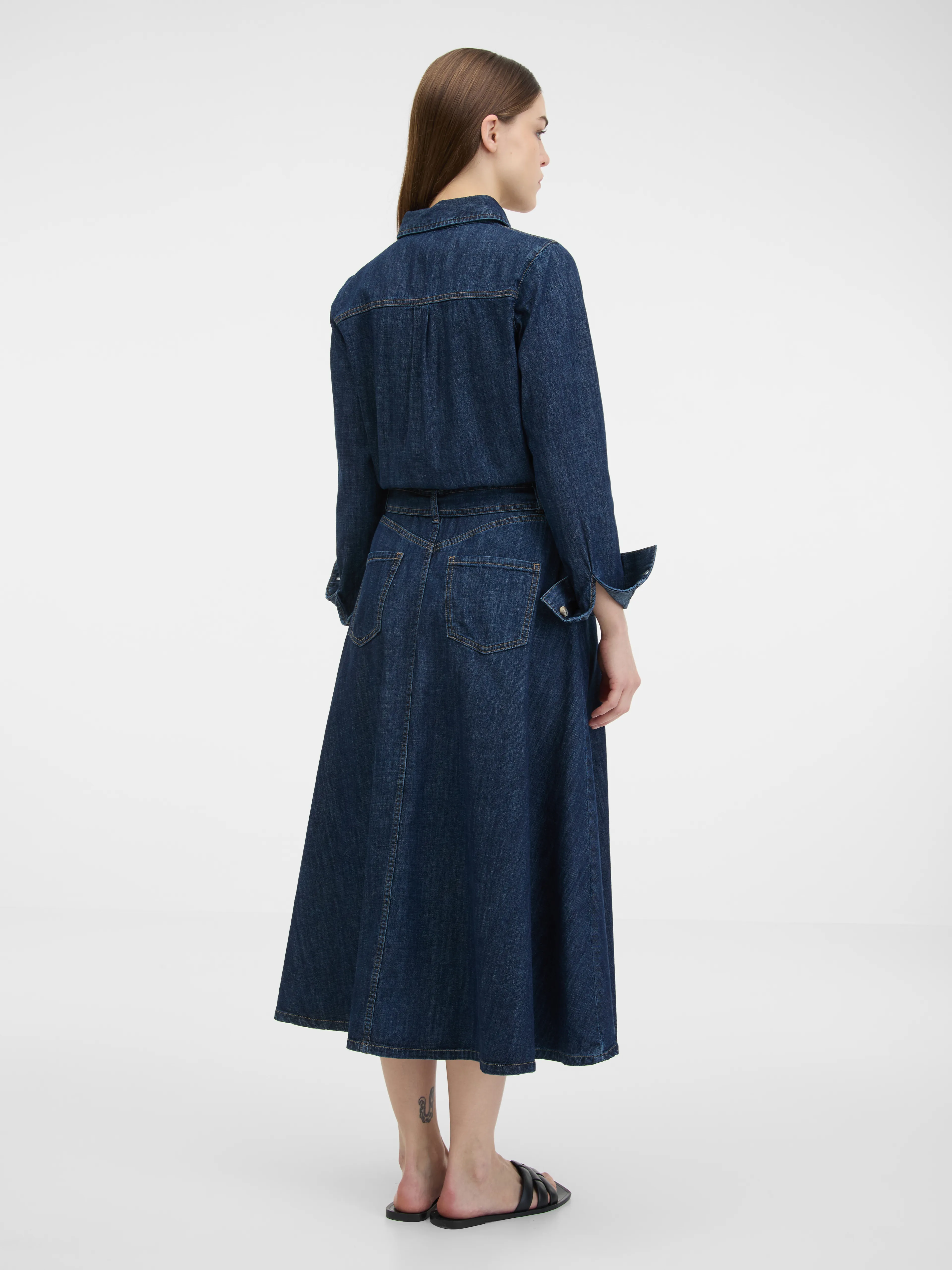 Dunkelgraues Damen-Hemdkleid ORSAY