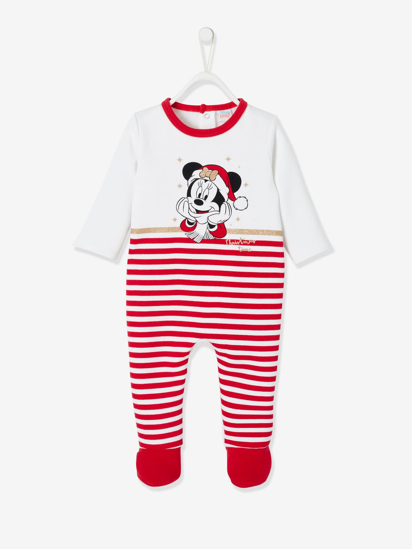 Minnie Baby Weihnachts-Strampler Disney MINNIE MAUS - weiß/rot gestreift