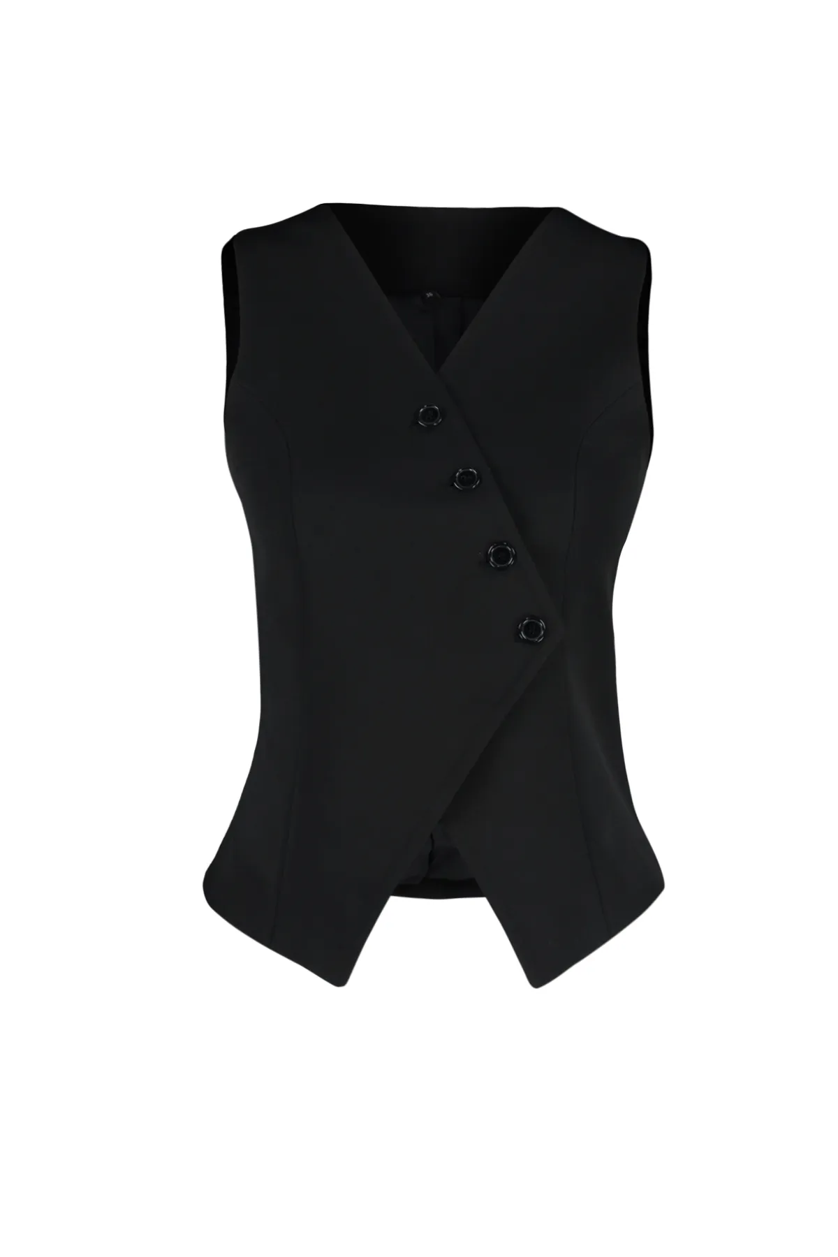 Trendyol Collection  Schwarze, gewebte Weste mit normaler Knopfleiste TWOSS24YE00007