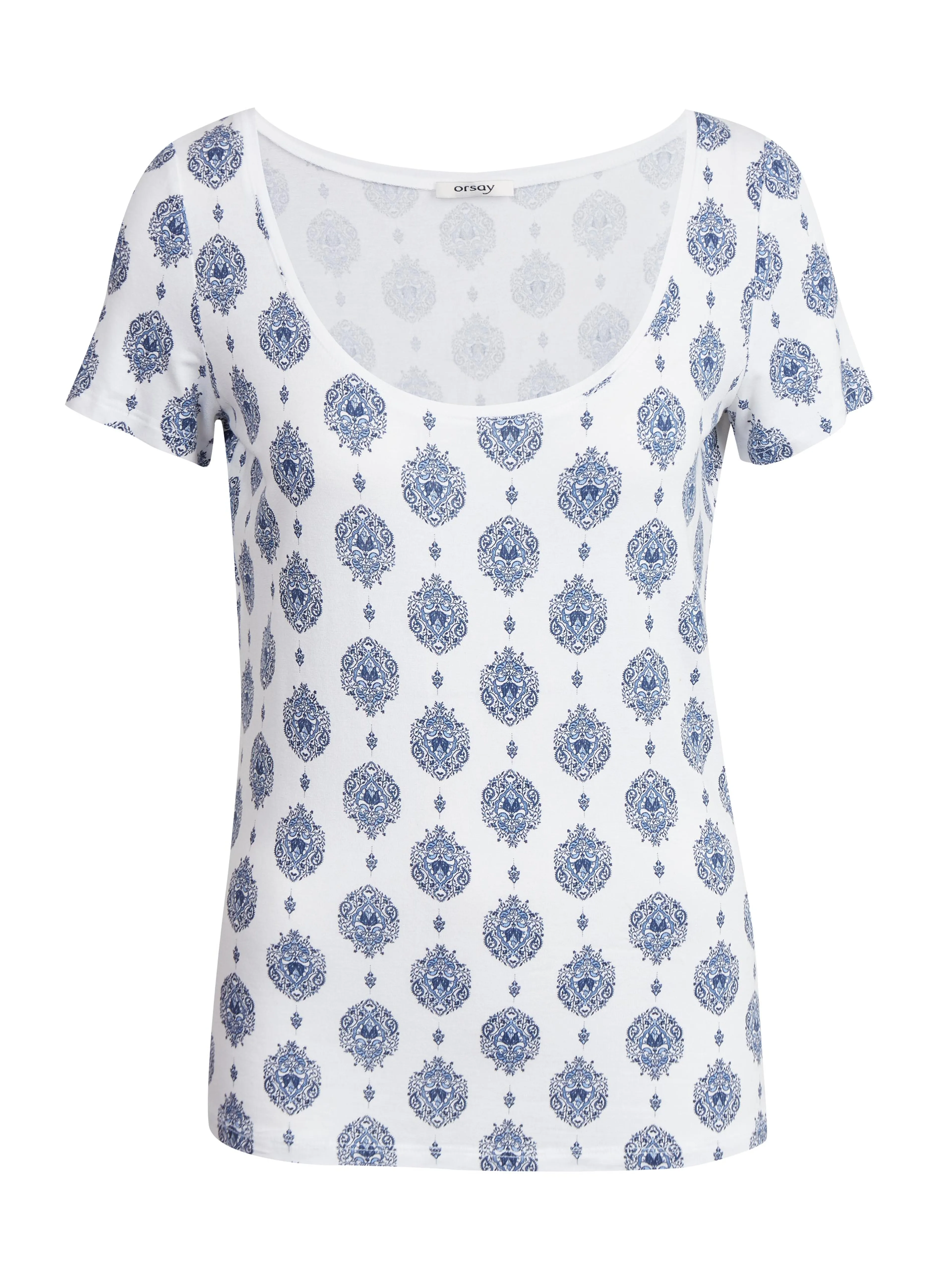 Blau-weißes gemustertes T-Shirt ORSAY