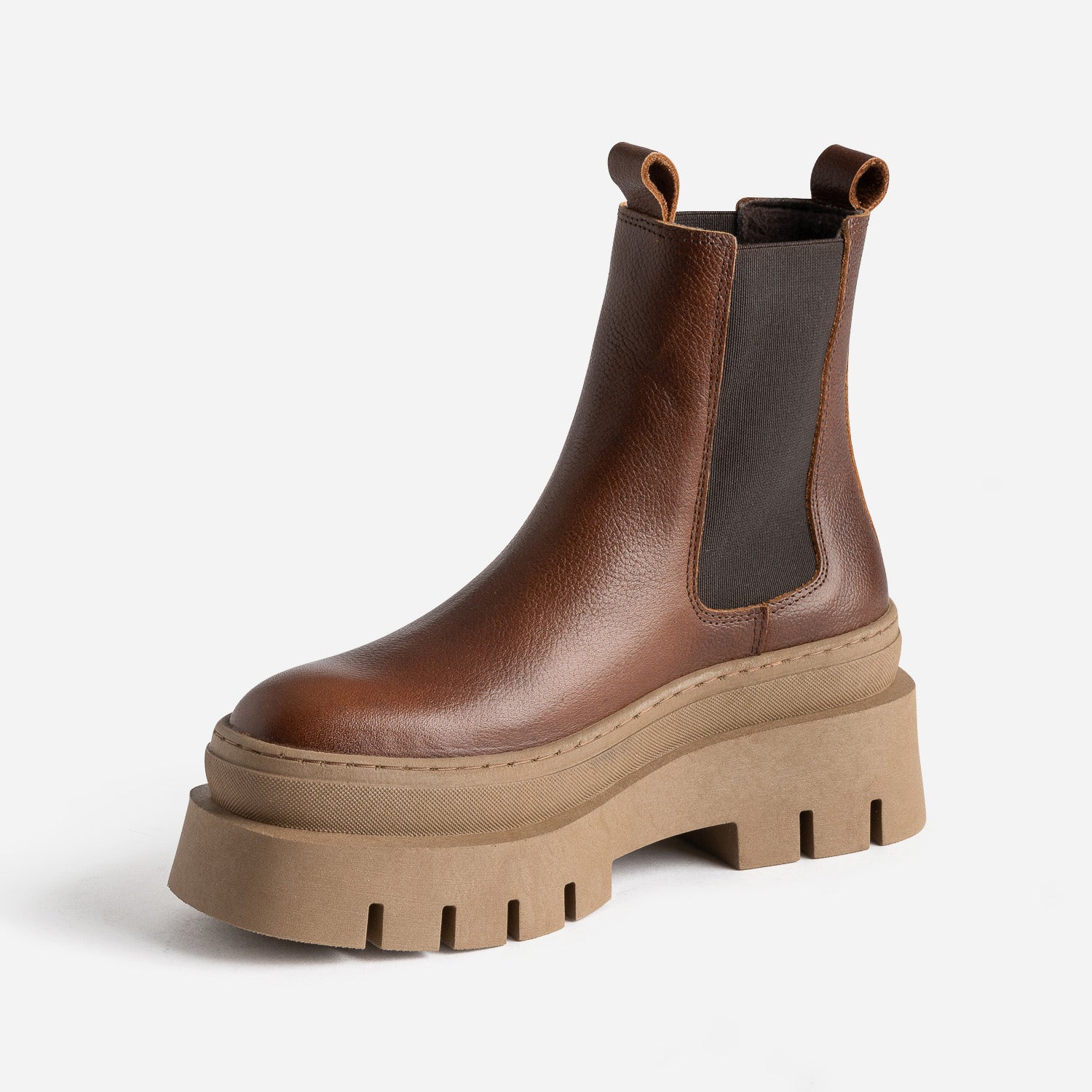 Chelsea boots TEXTO marron cuir éco-conçu maxi crans