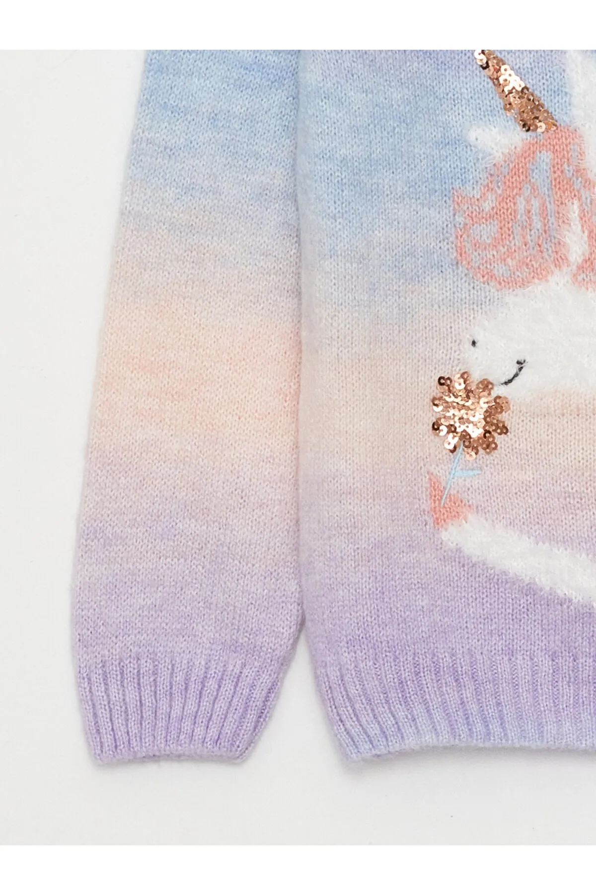 LC Waikiki  Gemusterter Langarm-Strickpullover für Mädchen mit Rundhalsausschnitt