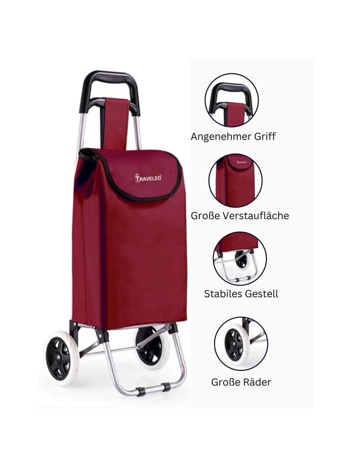Cheffinger 27L Einkauf Trolley Einkaufswagen in Rot günstig kaufen onesize