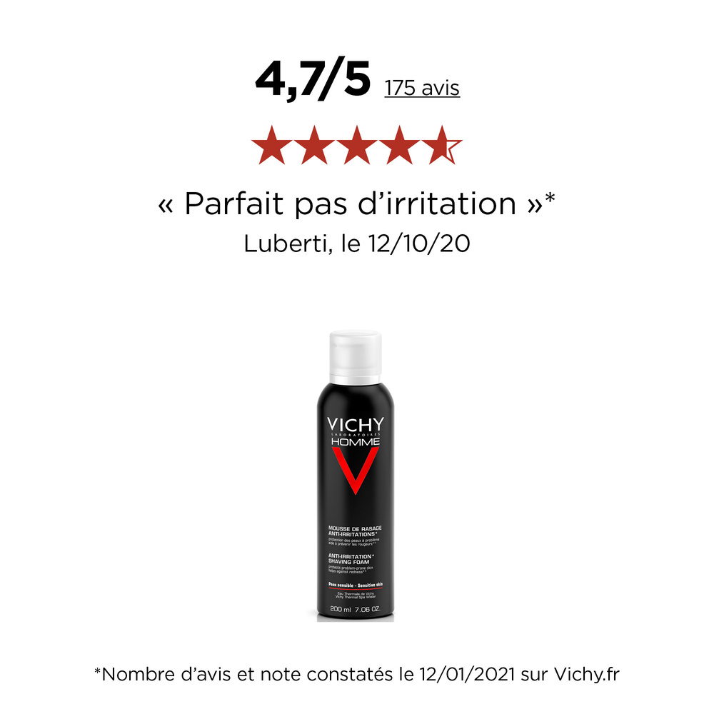 Vichy Lot*2 mousse à raser peaux sensibles Rasage et après rasage