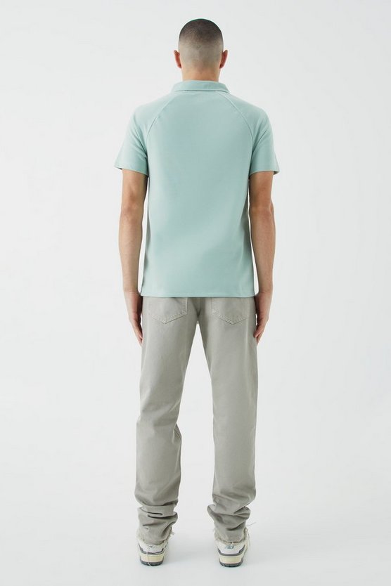 Slim-Fit Raglan Poloshirt mit Reißverschluss