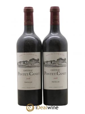 Château Pontet Canet 5ème Grand Cru Classé  2008 - Lot de 2 Bouteilles