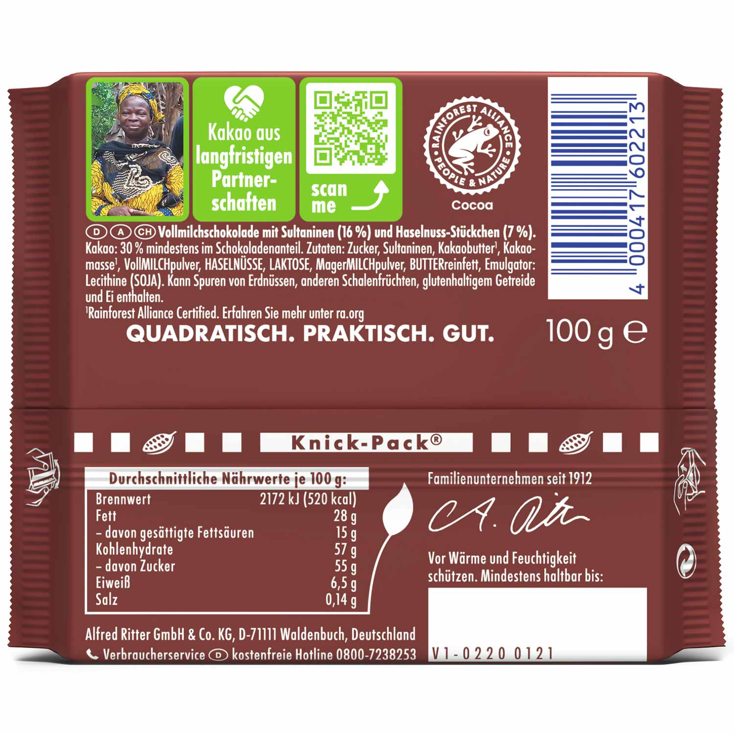 Ritter Sport Trauben Nuss 100g