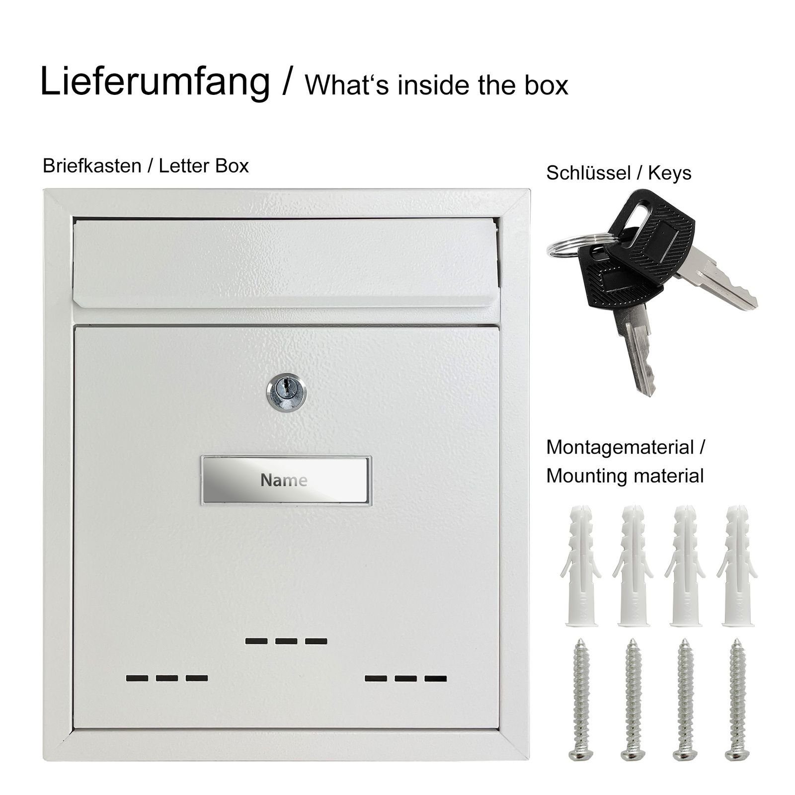 TÄGA Wandbriefkasten TÄGA TG-2218 Briefkasten mit Sichtfenster, DIN A4 Einwurf, DIN A4 Einwurf