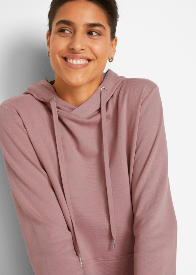 Sweatkleid mit Kapuze und Gummizug am Saum