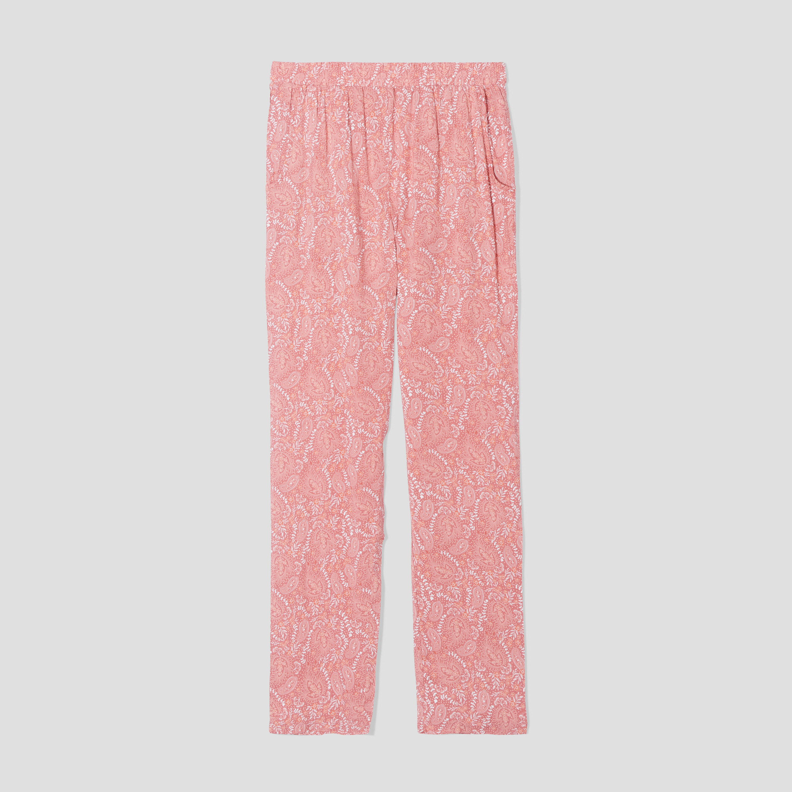 Pantalon de pyjama fluide taille haute rouge femme | La Halle