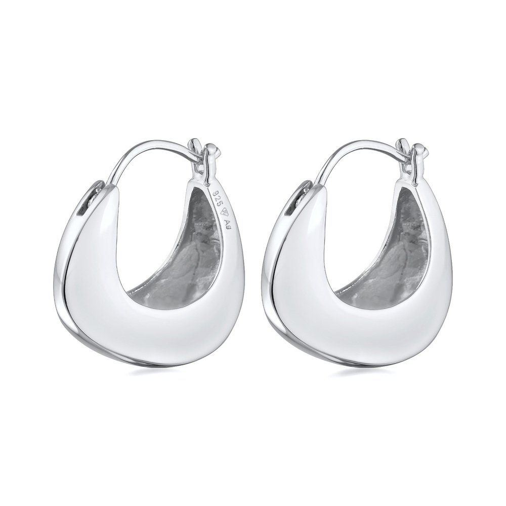 Elli Elli Boucles d'Oreilles Créoles Femme Géo Simple en argent sterling 925 doré Boucles d'oreilles
