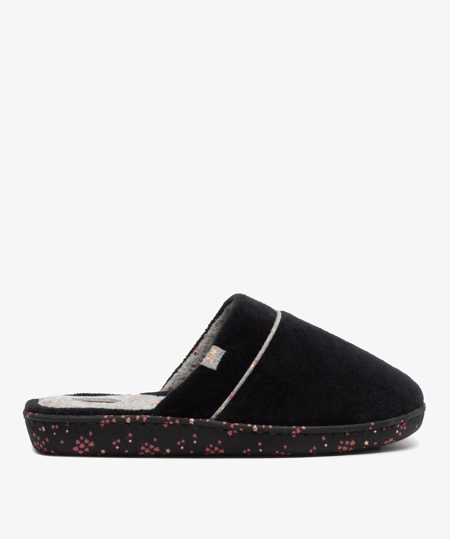 Chaussons femme mules plates en velours ras - Dim noir | GEMO