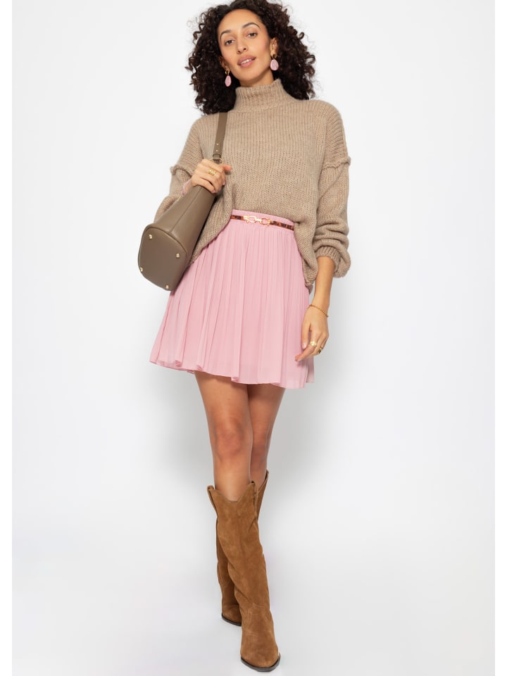 SASSYCLASSY Plissée-Rock aus Chiffon in Rosa günstig kaufen