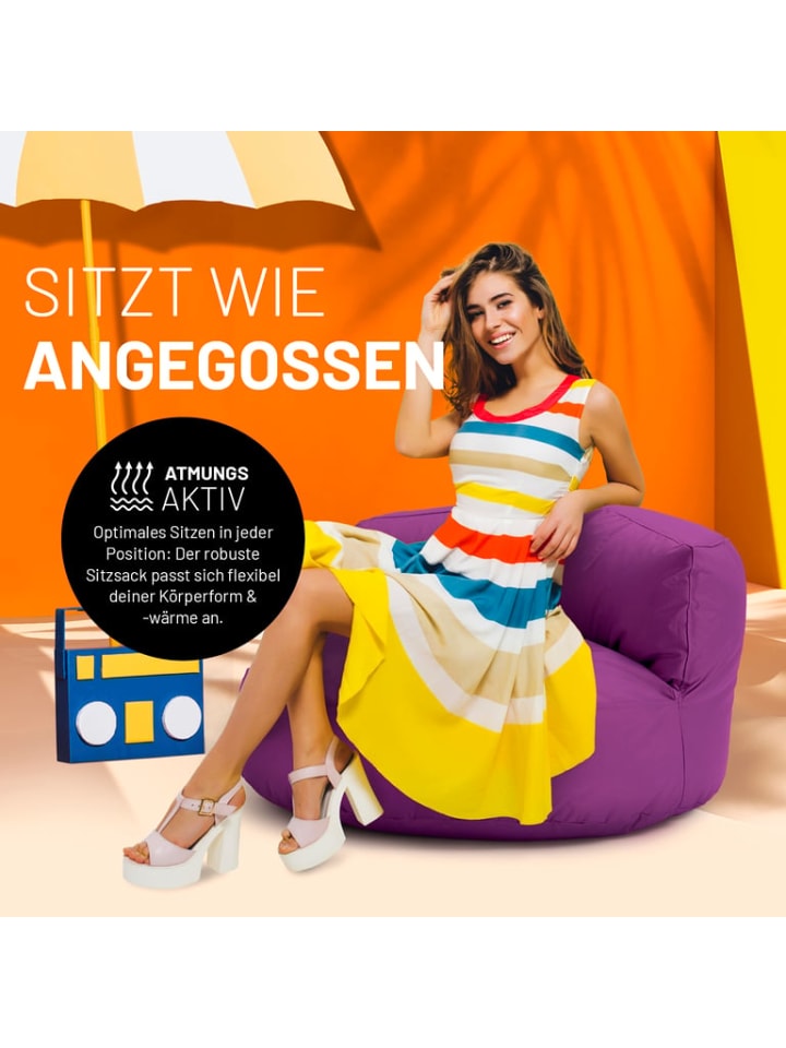 Lumaland Outdoor Sitzsack Lounge Sitzsack Sofa 320l - 90 x 50 cm - Lila günstig kaufen onesize