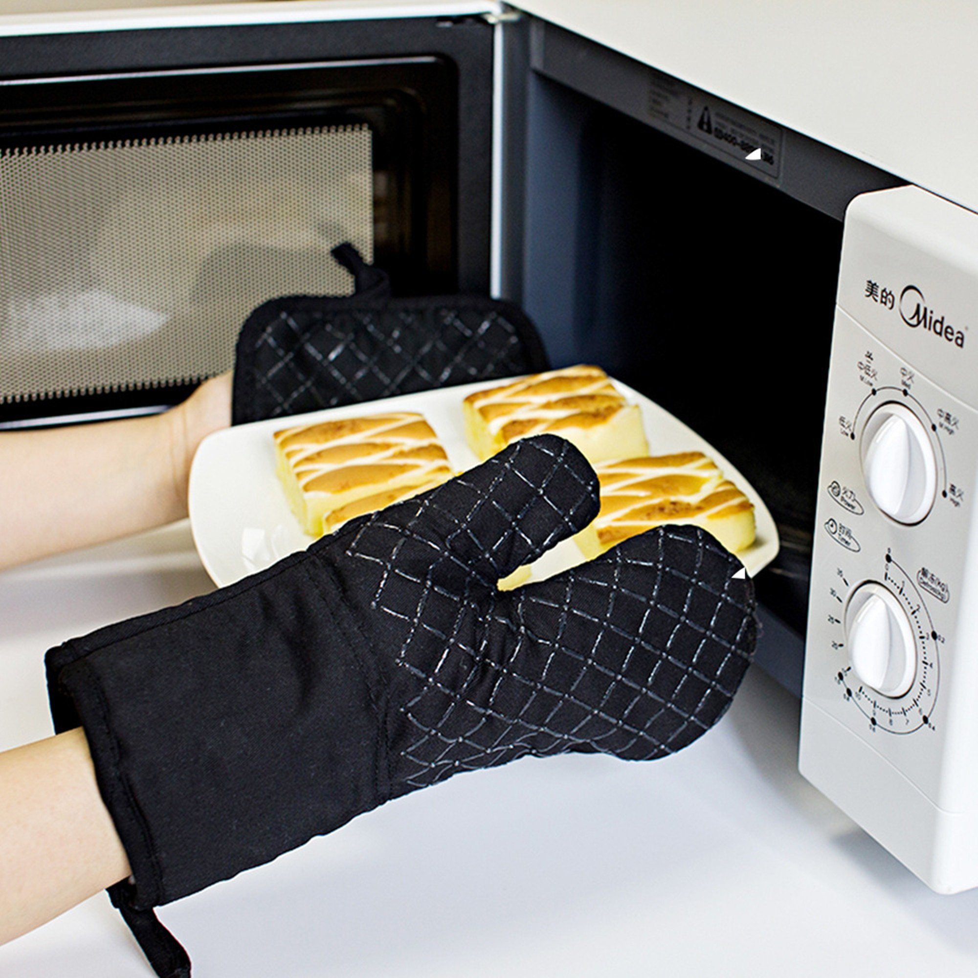Tisoutec Topflappen Ofenhandschuhe Topflappen 4er Set, 360℃ Hitzebeständige Topfhandschuhe, Hitzebeständig,Gegen Verschmutzung