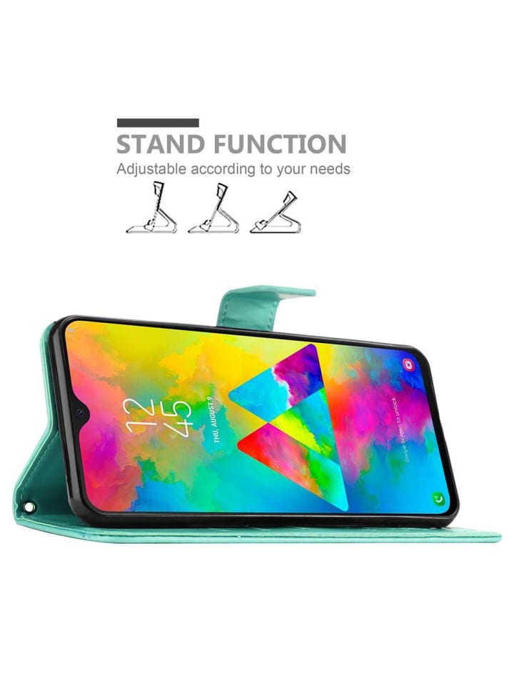 cadorabo Hülle für Samsung Galaxy M20 Blumen Design in FLORAL TÜRKIS günstig kaufen onesize