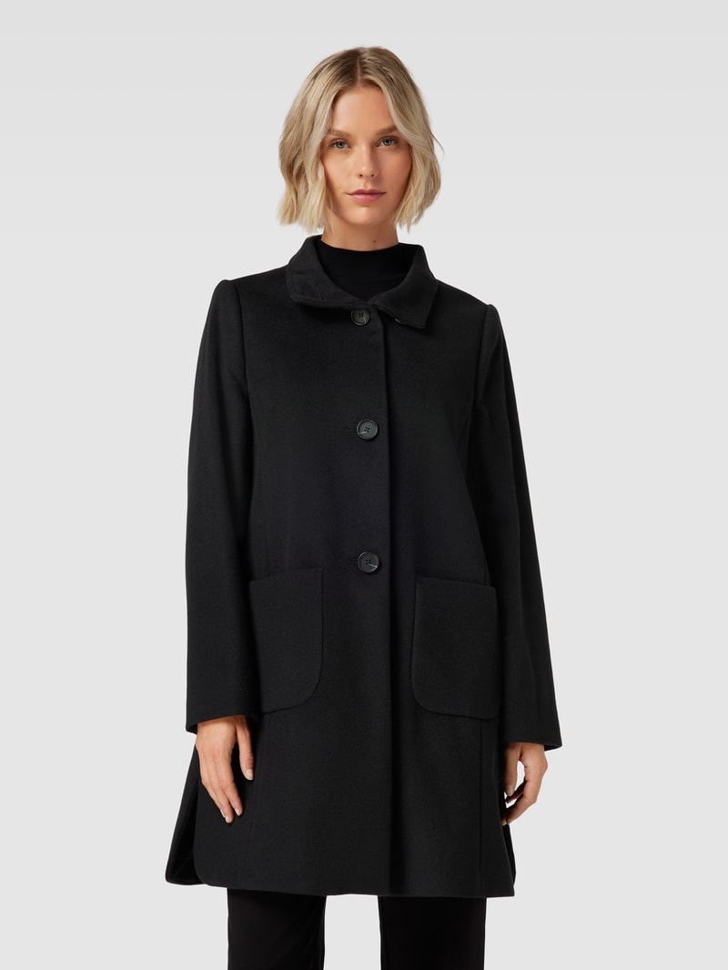 Kurzmantel mit Stehkragen und Eingrifftaschen in schwarz