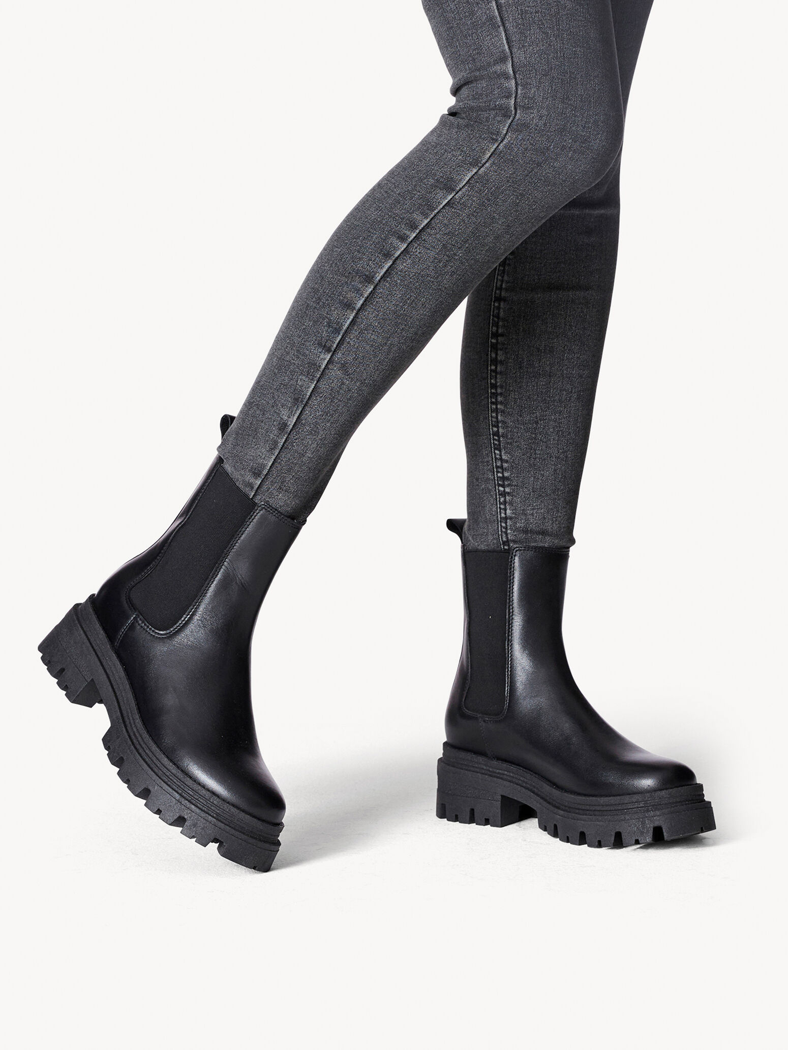 Bottine Chelsea en cuir - noir