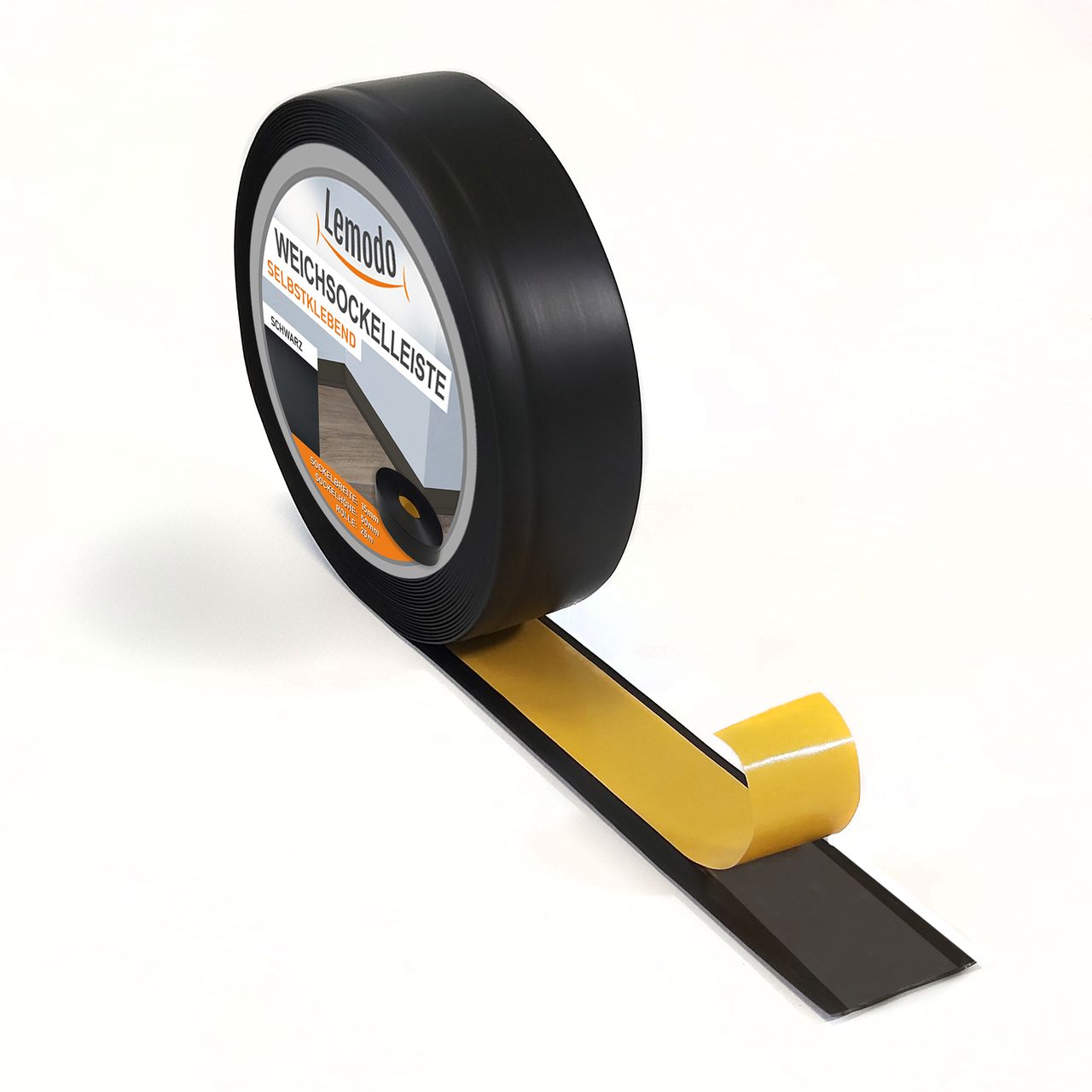 Lemodo Weichsockelleiste schwarz, 10m Rolle