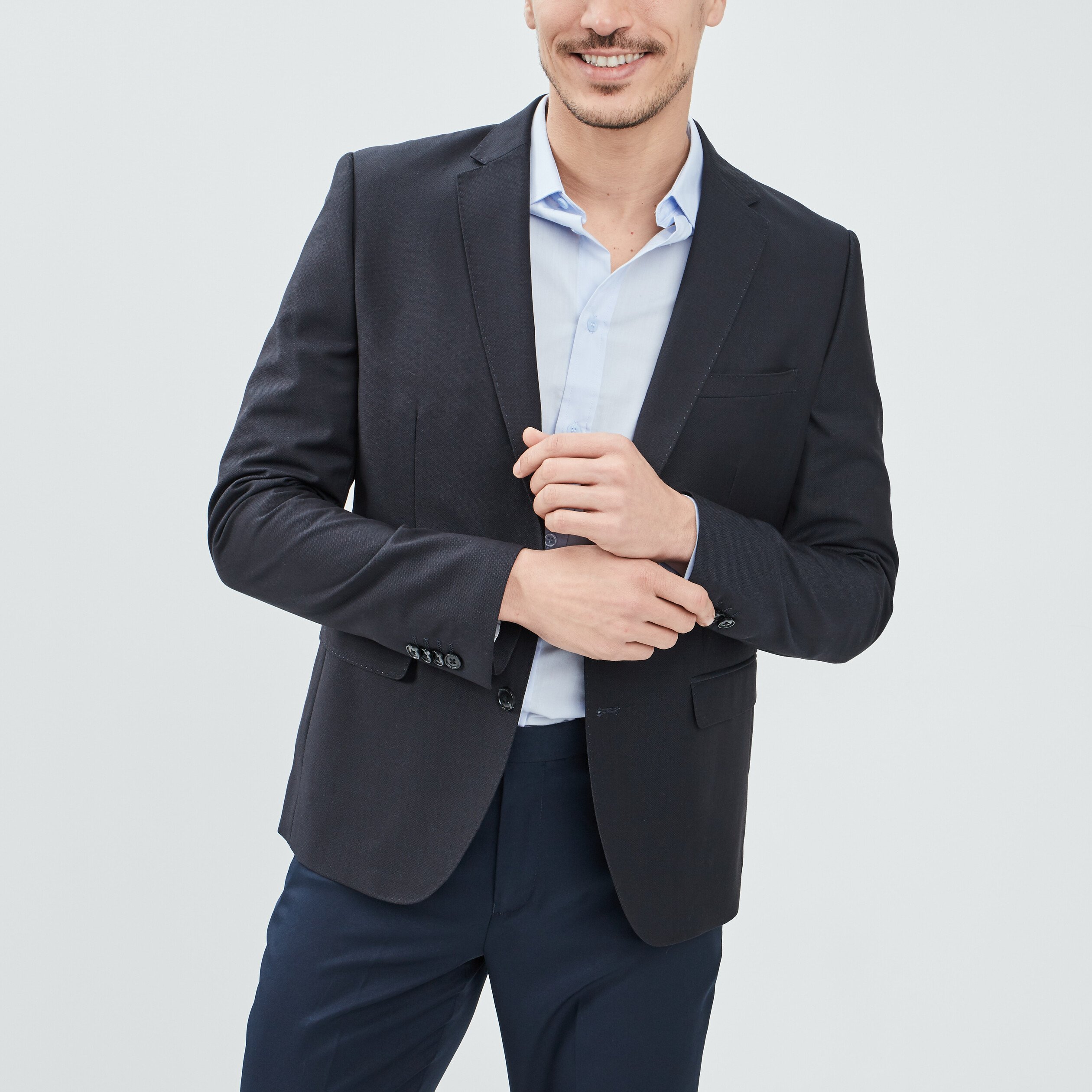 Veste ajustée boutonnée bleu homme | La Halle