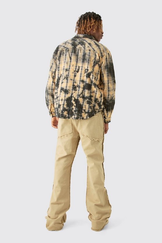 Tall lockere Twill-Schlaghose mit rohem Saum