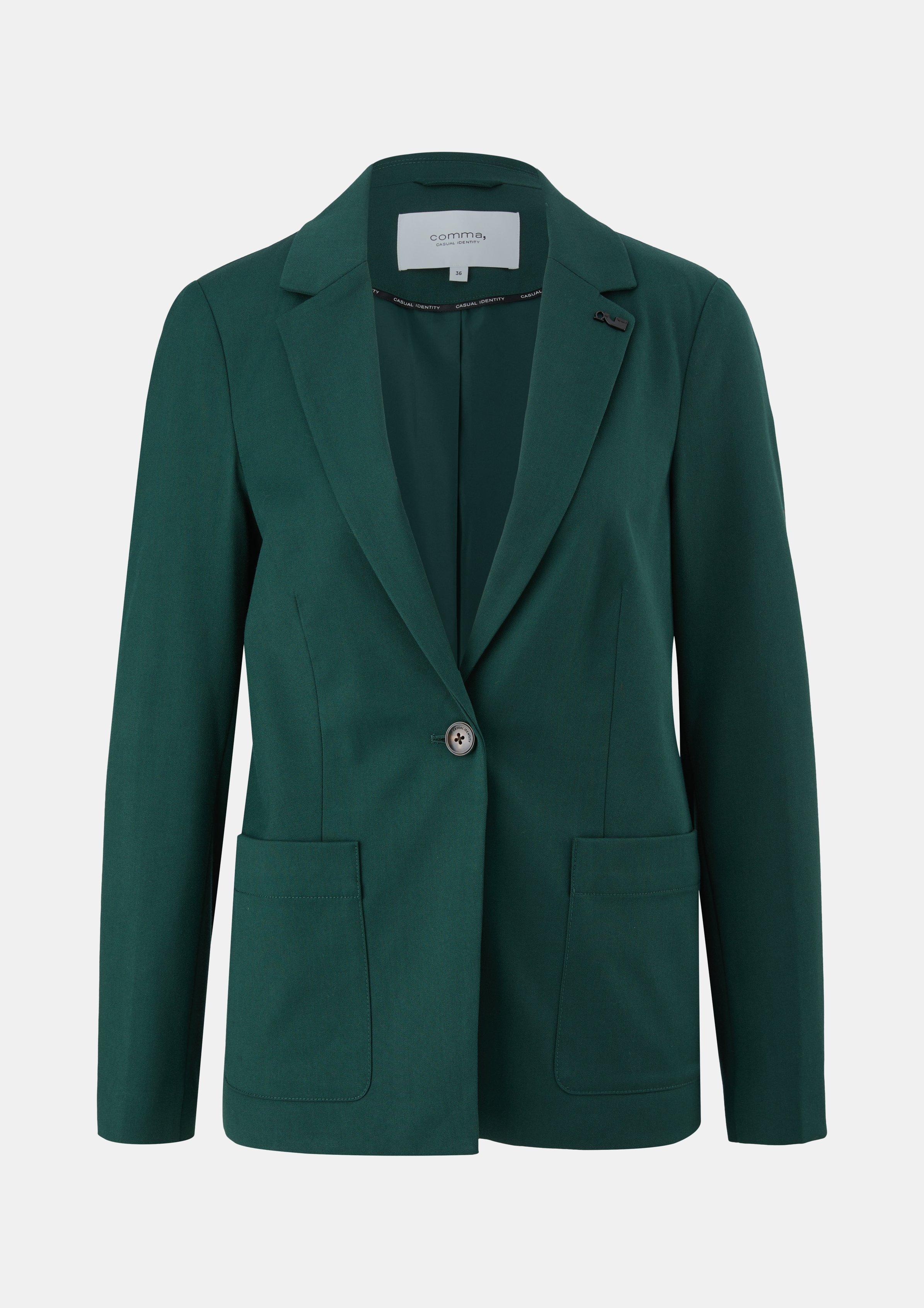 Antaillierter Blazer aus Twill - tannengrün