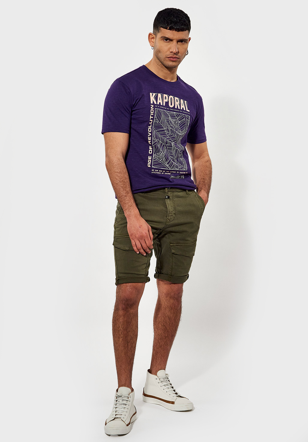 AKERO  Short tapered kaki Homme