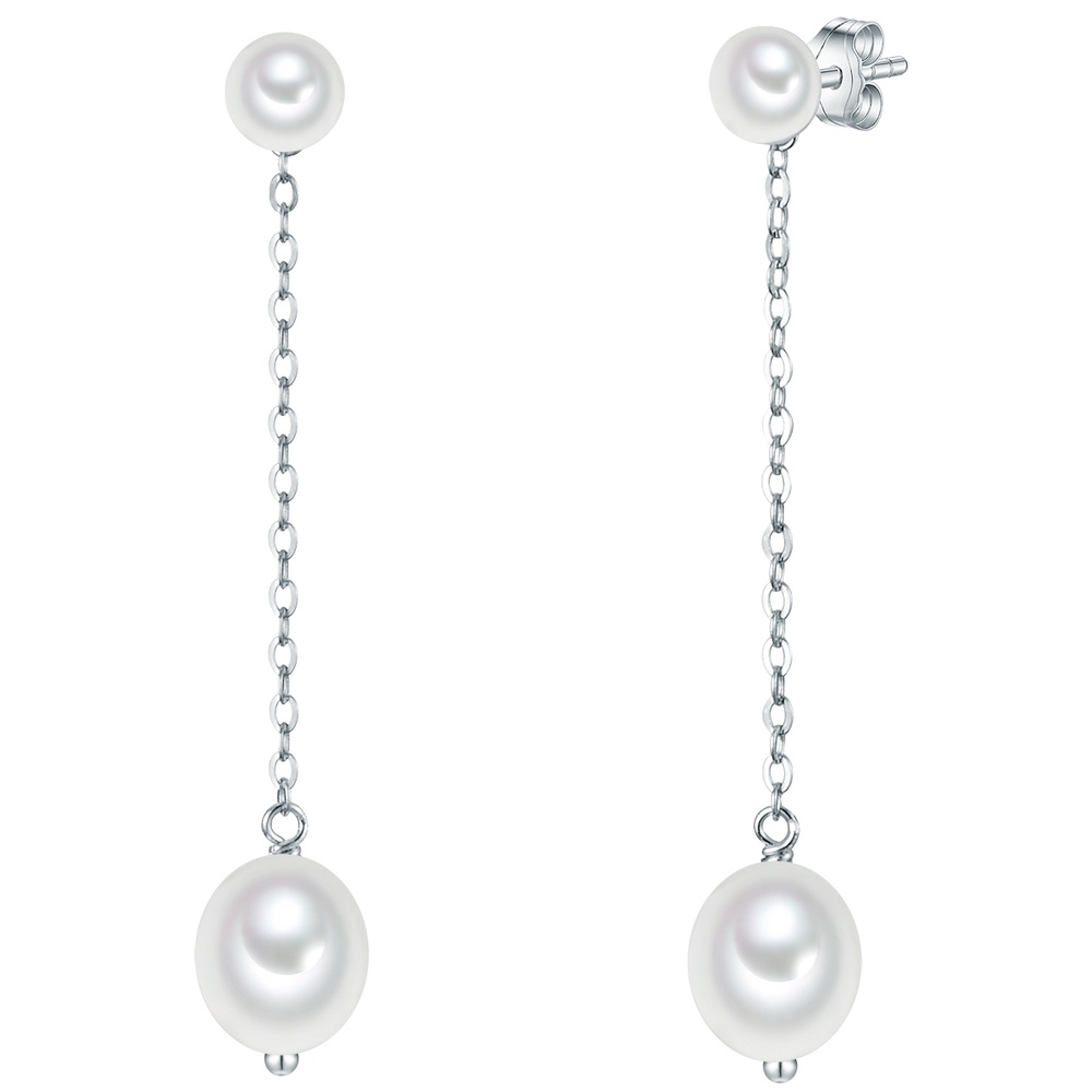 Valero Pearls Puce d'oreille en perle Argent sterling Perle de culture d'eau douce en Argent Boucles d'oreilles