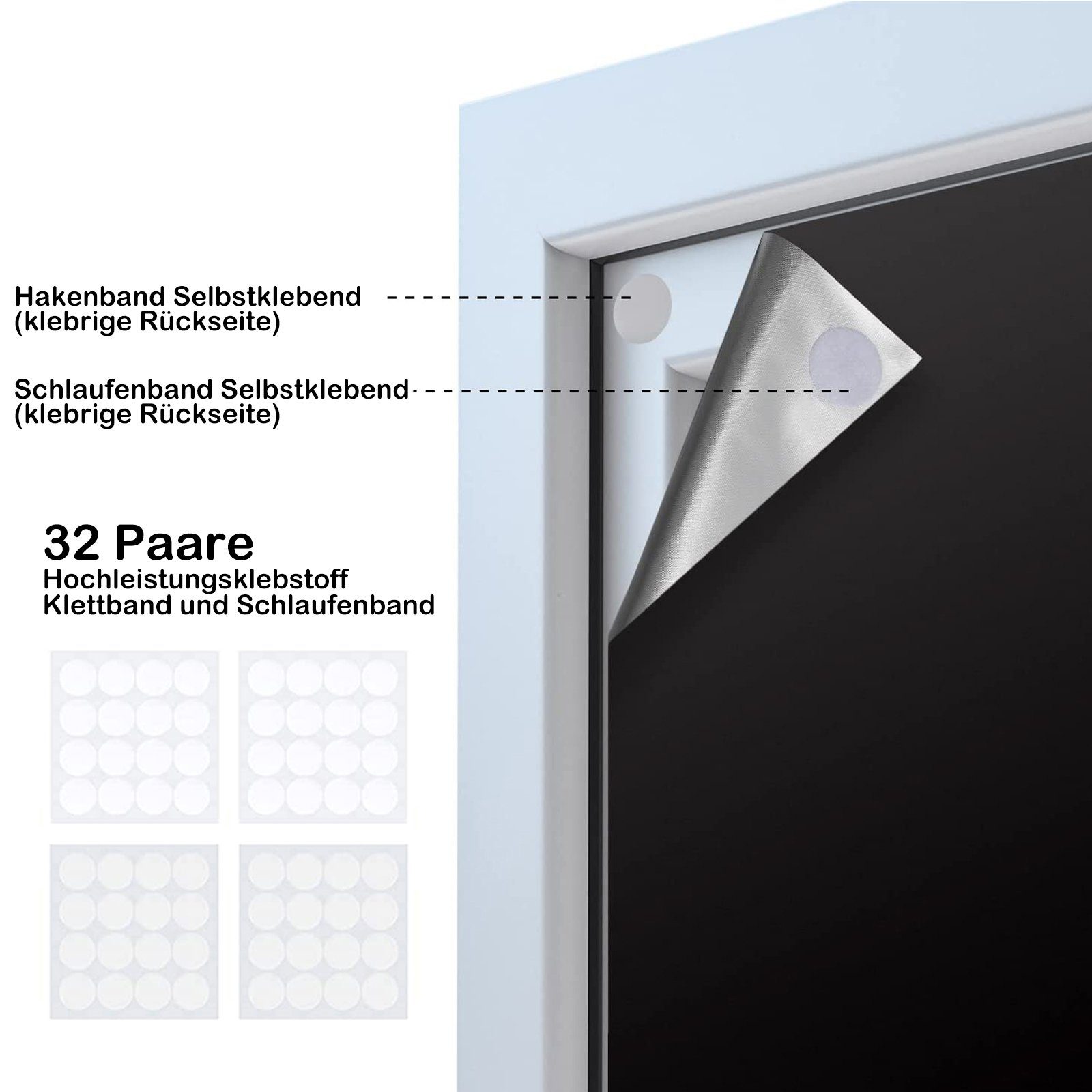 Verdunklungsrollo Verdunklungsrollo Ohne Bohren,Verdunklungsfolie für Fenster, BTTO, Verdunklungsrollo,Sonnenschutz,100% Dachfenster Verdunkelung