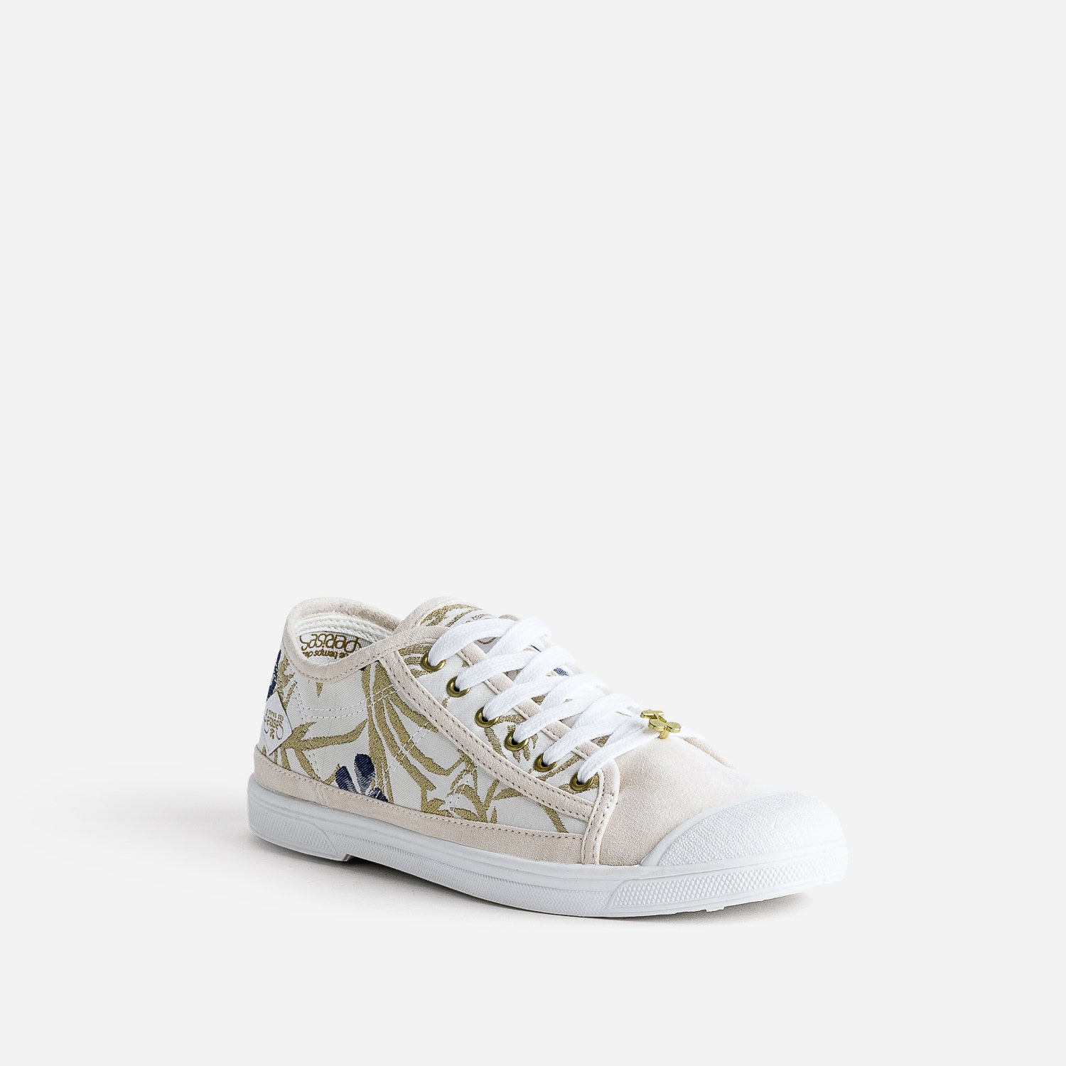 Tennis LE TEMPS DES CERISES beige broderies or