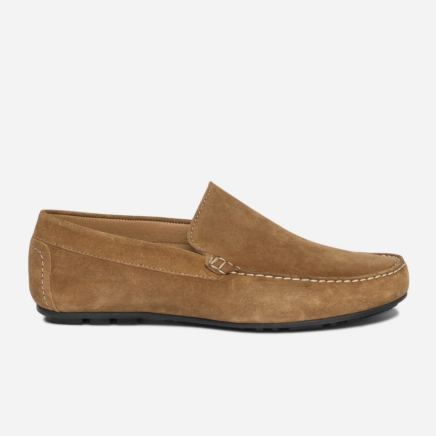 Mocassin camel en cuir velours
