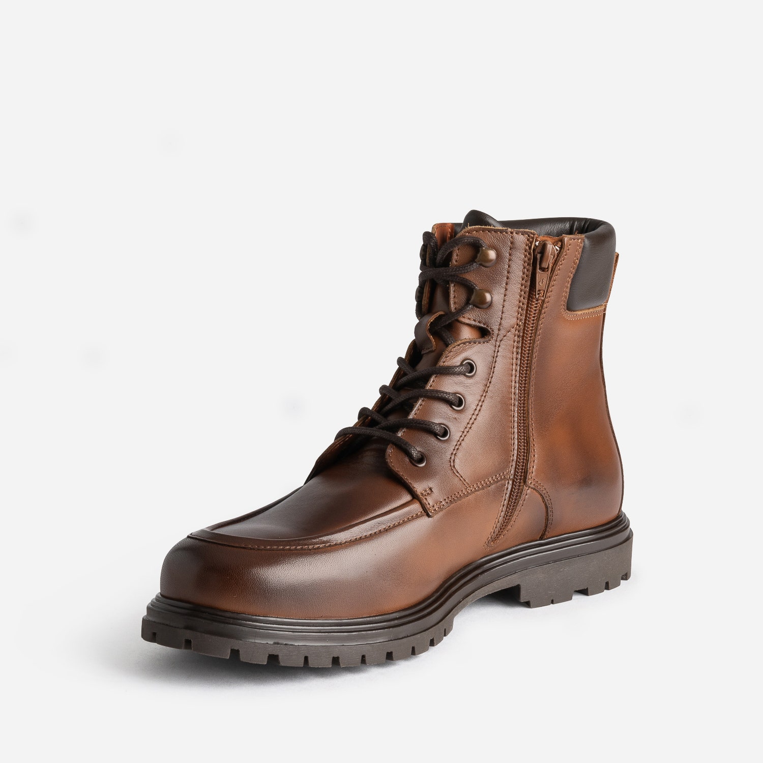 Boots à lacet cognac en cuir