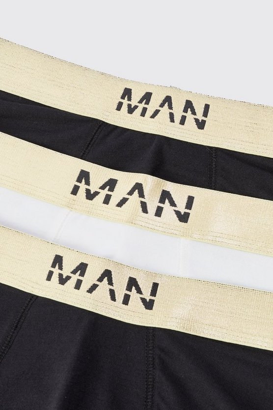 3er-Pack Man-Dash Boxershorts mit goldenem Bund