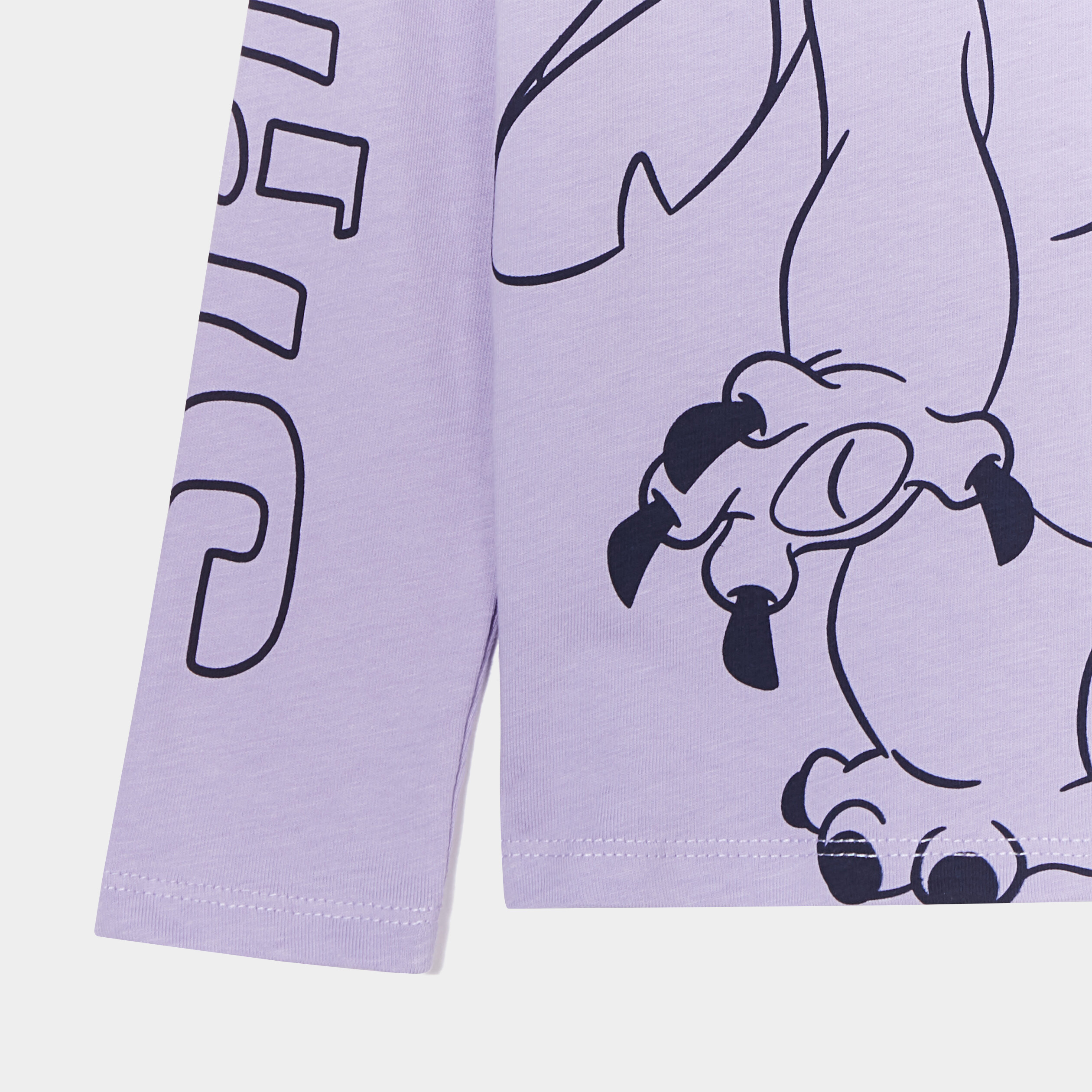 T-shirt col rond manches longues Stitch parme fille | La Halle